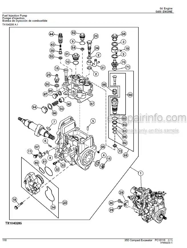 Photo 3 - John Deere 35D Parts Catalog Compact Excavator PC10116