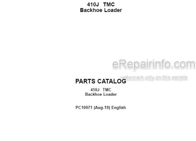 Photo 5 - John Deere 410J TMC Parts Catalog Backhoe Loader PC10071