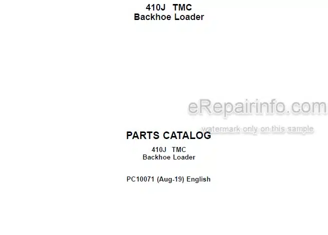 Photo 5 - John Deere 410J TMC Parts Catalog Backhoe Loader PC10071