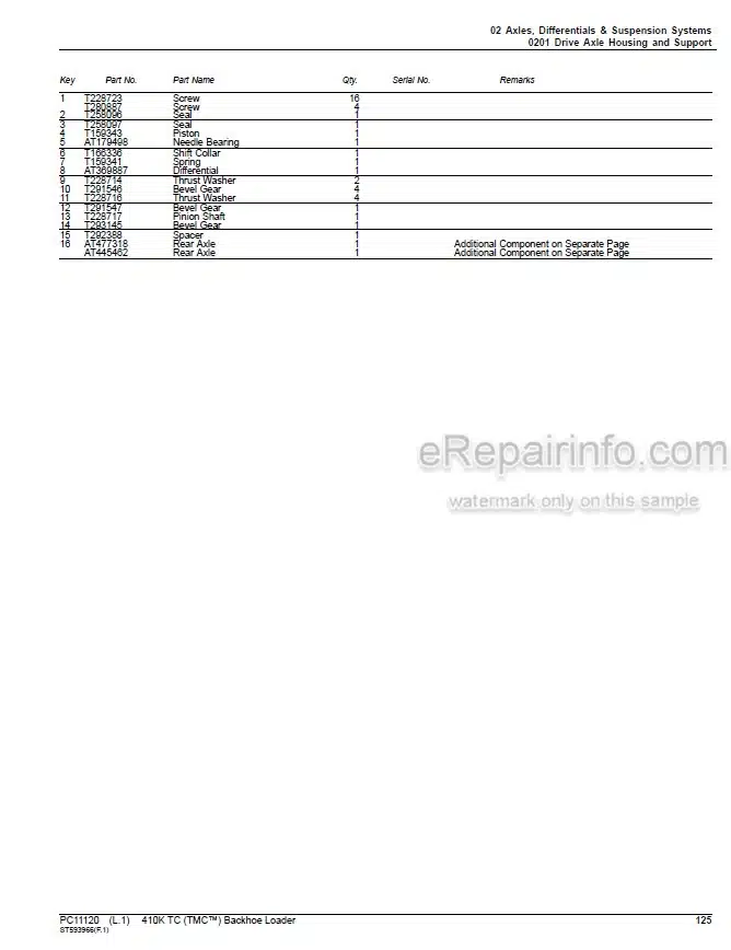 Photo 5 - John Deere 410K TC Parts Catalog Backhoe Loader PC11120