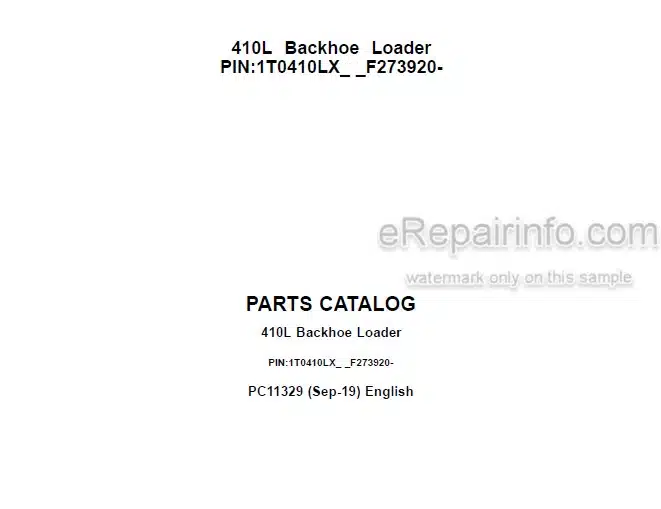 Photo 4 - John Deere 410L Parts Catalog Backhoe Loader PC11329