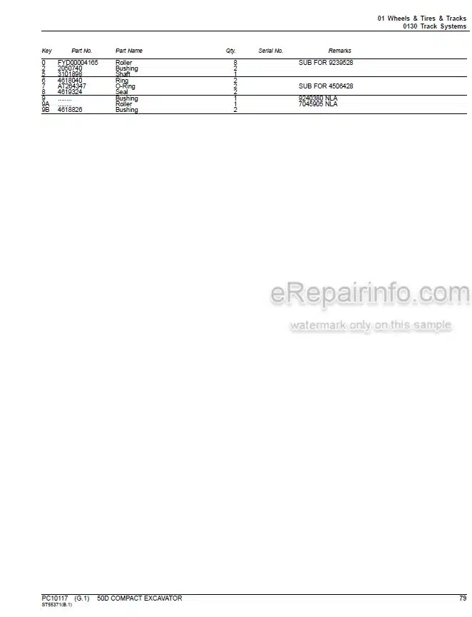 Photo 5 - John Deere 50D Parts Catalog Compact Excavator PC10117