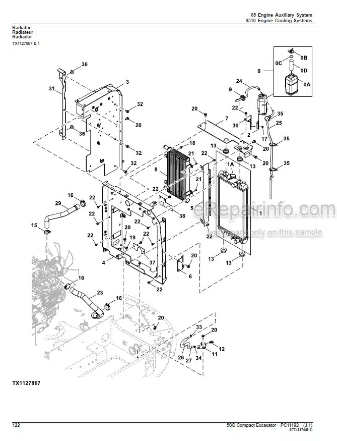 Photo 4 - John Deere 50G Parts Catalog Compact Excavator PC11192