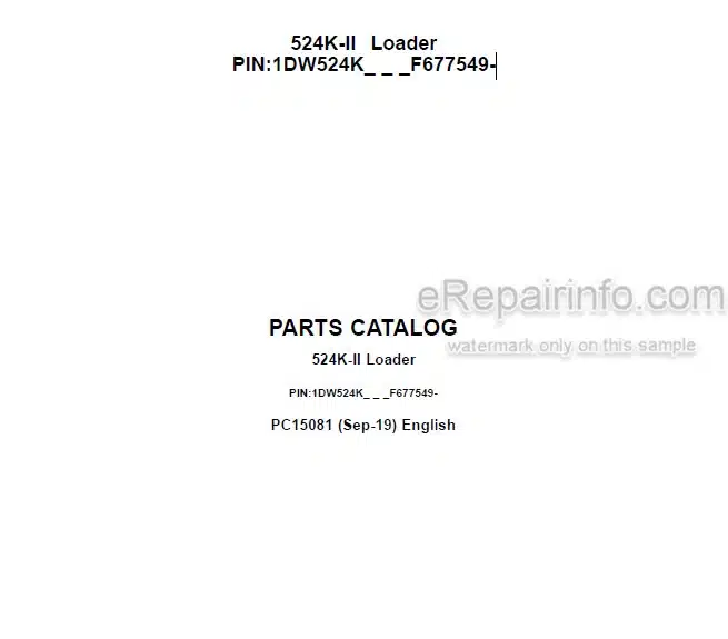 Photo 4 - John Deere 524K-II Parts Catalog Loader PC15081