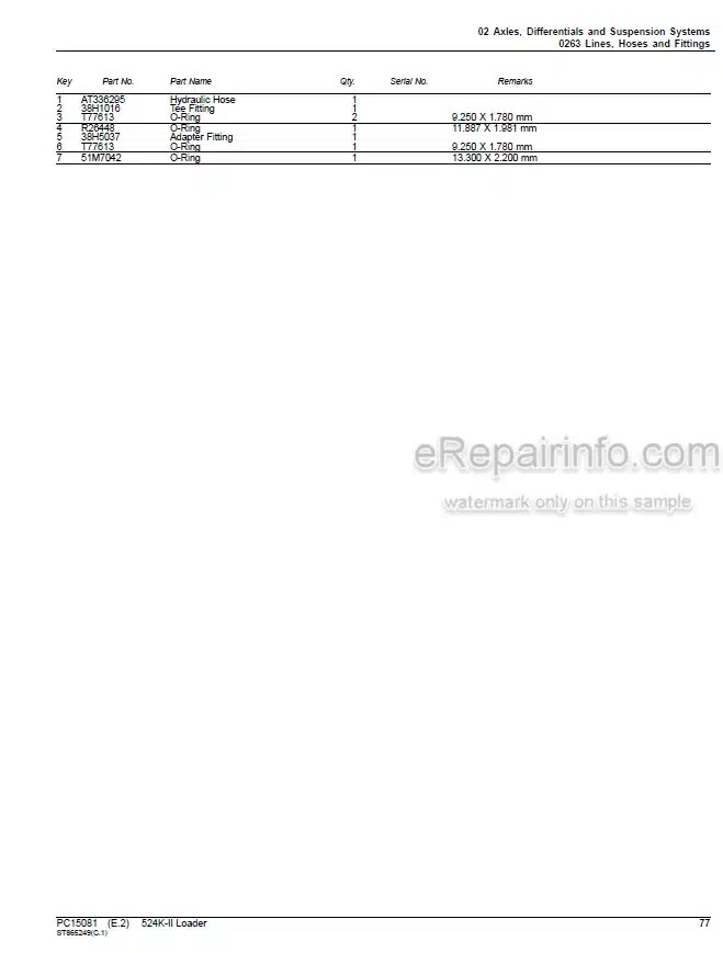 Photo 5 - John Deere 524K-II Parts Catalog Loader PC15081
