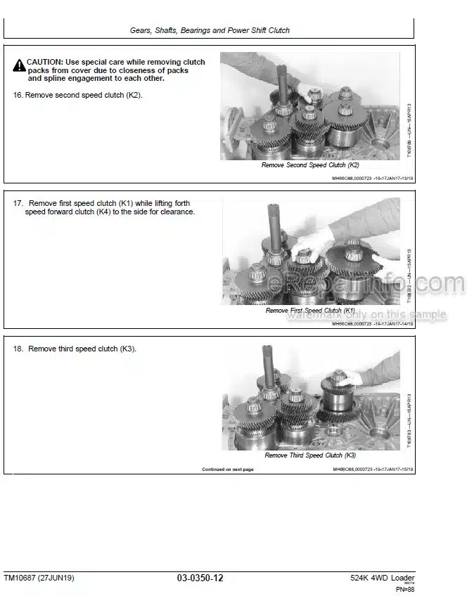 Photo 3 - John Deere 524K Repair Technical Manual 4WD Loader TM10687