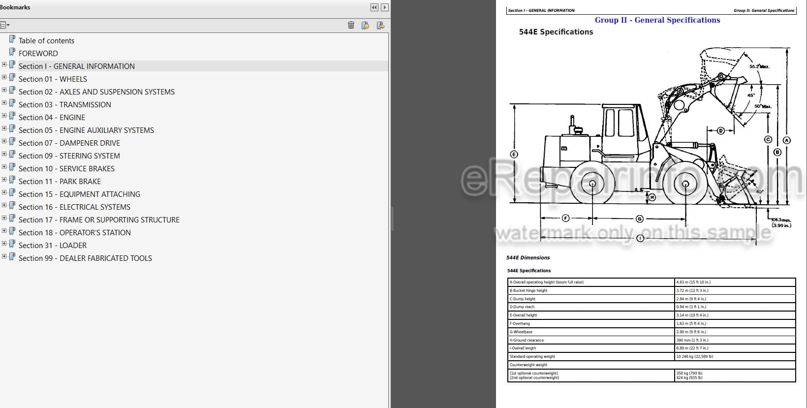 Photo 4 - John Deere 544E 544ELL 544ETC 624E 644E Repair Technical Manual Loader TM1414
