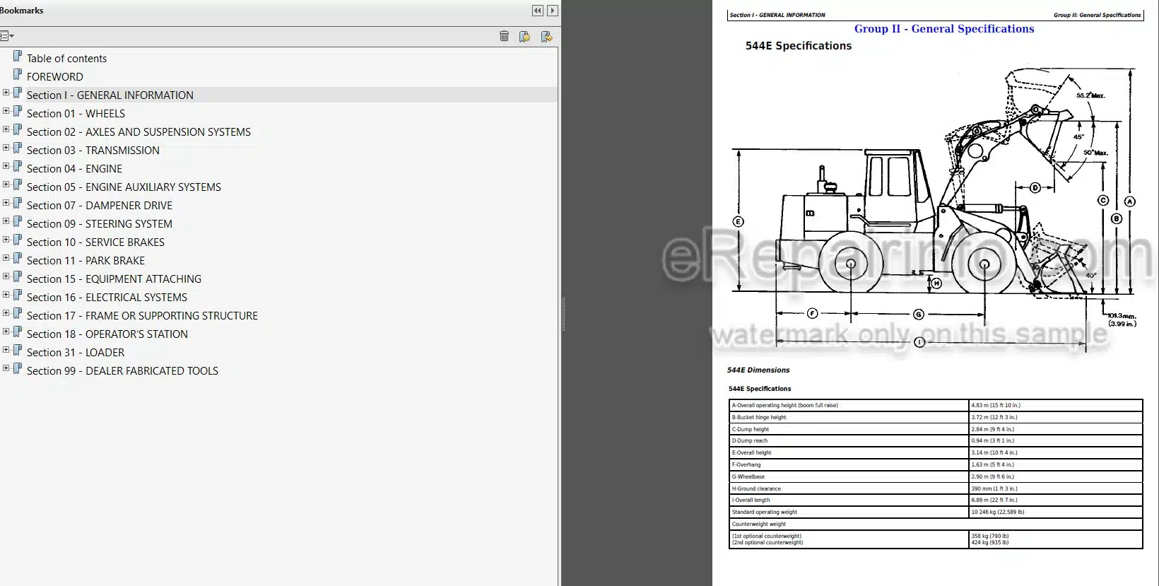 Photo 4 - John Deere 544E 544ELL 544ETC 624E 644E Repair Technical Manual Loader TM1414