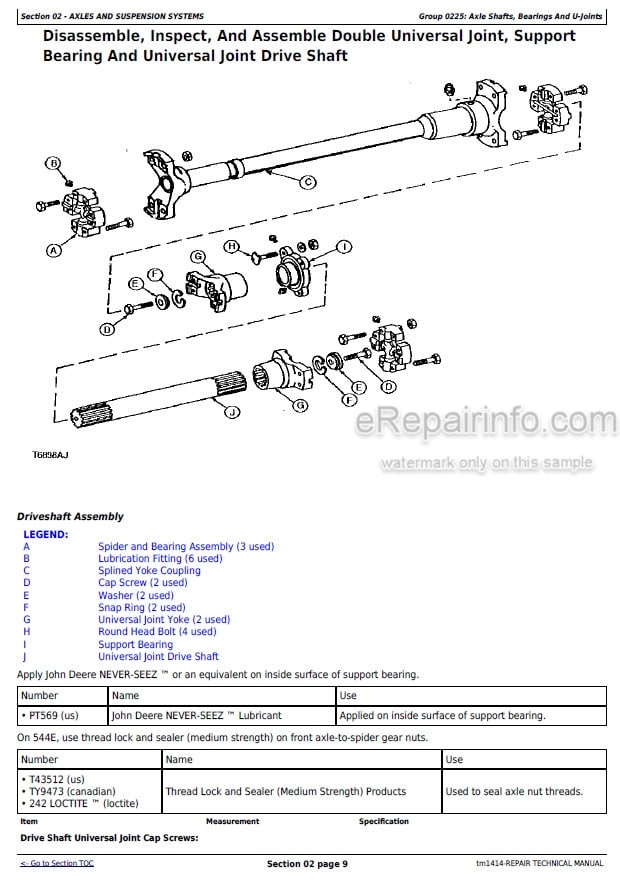 Photo 3 - John Deere 544E 544ELL 544ETC 624E 644E Repair Technical Manual Loader TM1414