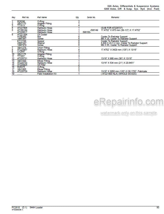 Photo 5 - John Deere 544H Parts Catalog Loader PC2610