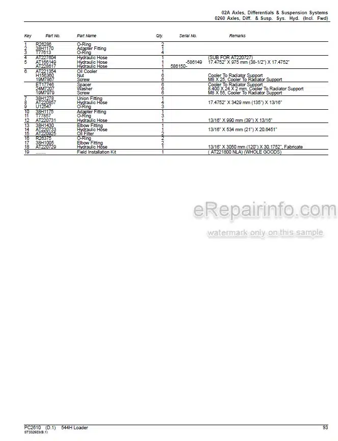 Photo 5 - John Deere 544H Parts Catalog Loader PC2610
