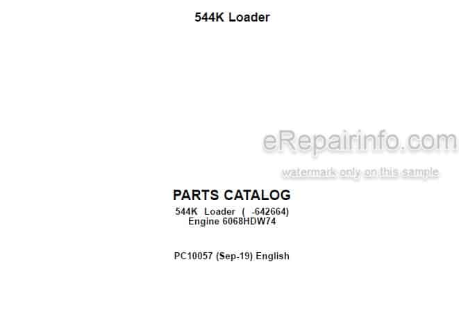 Photo 4 - John Deere 544K Parts Catalog Loader PC10057