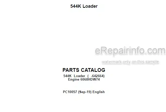 Photo 4 - John Deere 544K Parts Catalog Loader PC10057