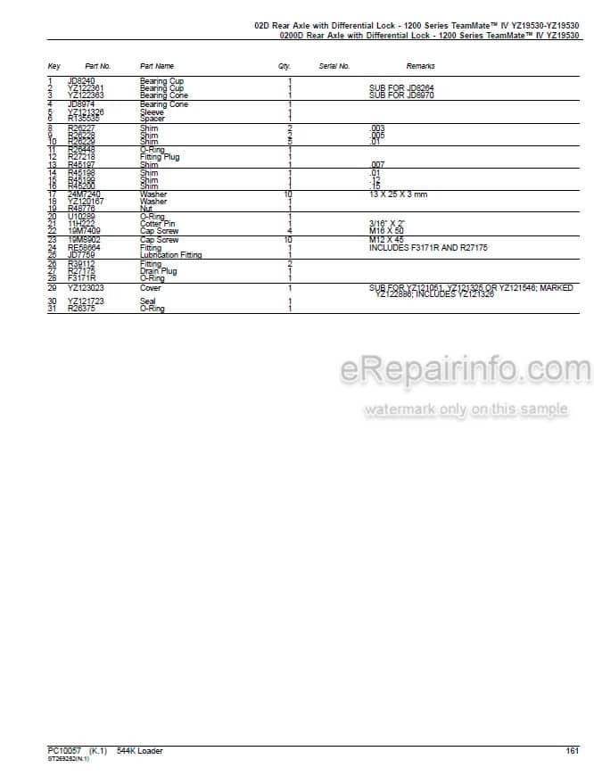 Photo 5 - John Deere 544K Parts Catalog Loader PC10057