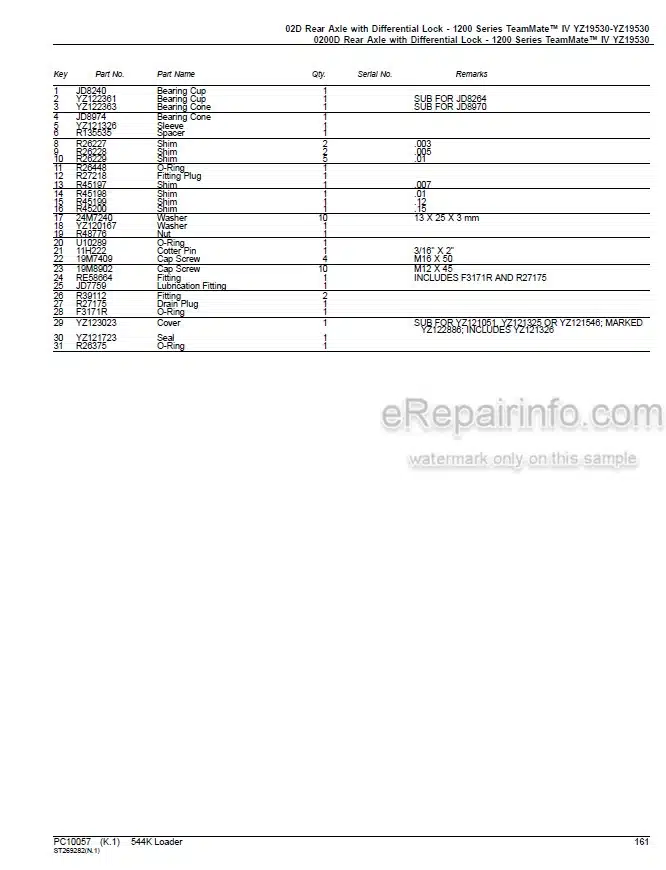 Photo 5 - John Deere 544K Parts Catalog Loader PC10057
