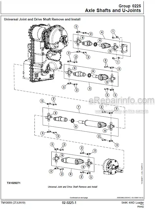 Photo 6 - John Deere 544K Repair Technical Manual 4WD Loader TM10689