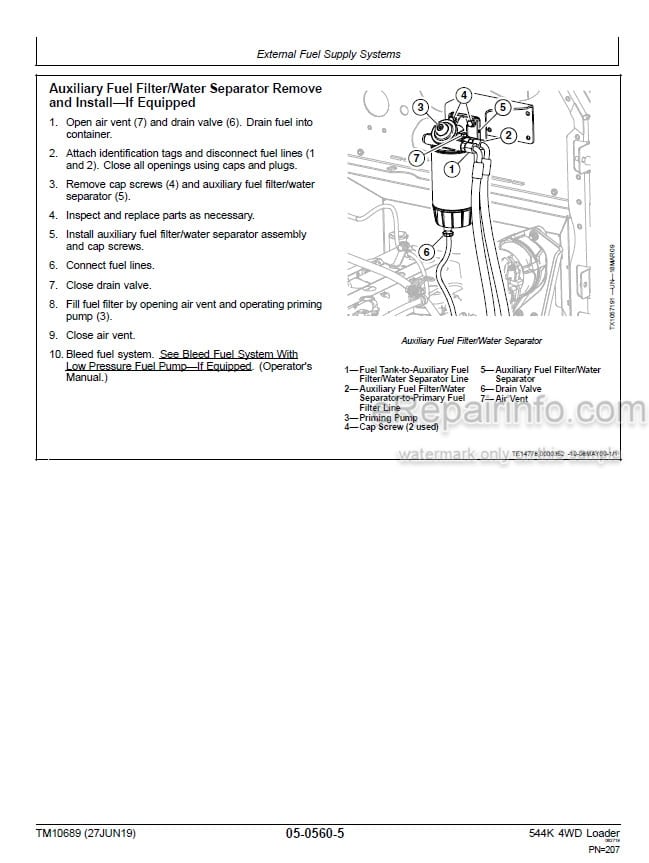 Photo 3 - John Deere 544K Repair Technical Manual 4WD Loader TM10689