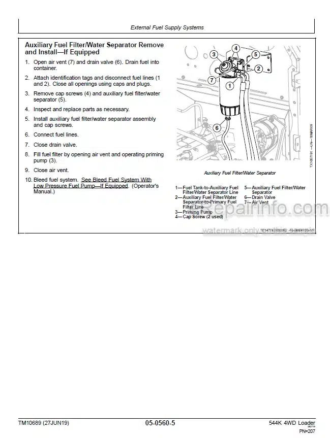 Photo 3 - John Deere 544K Repair Technical Manual 4WD Loader TM10689