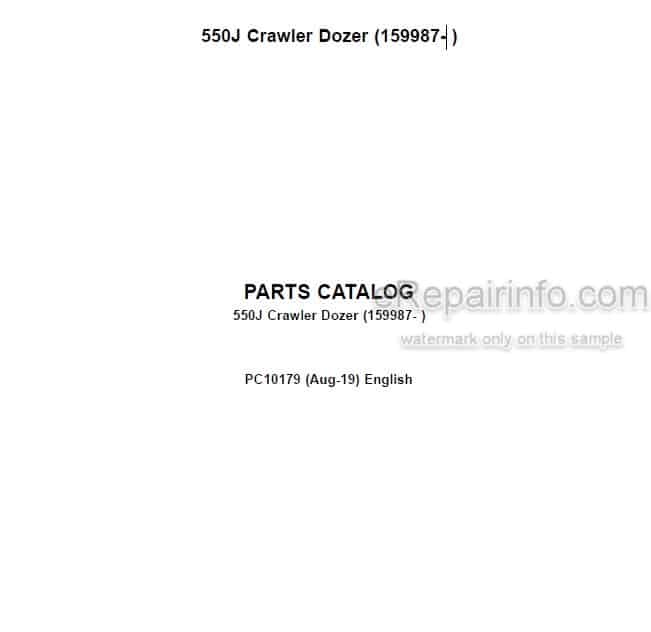 Photo 4 - John Deere 550J Parts Catalog Crawler Dozer PC10179