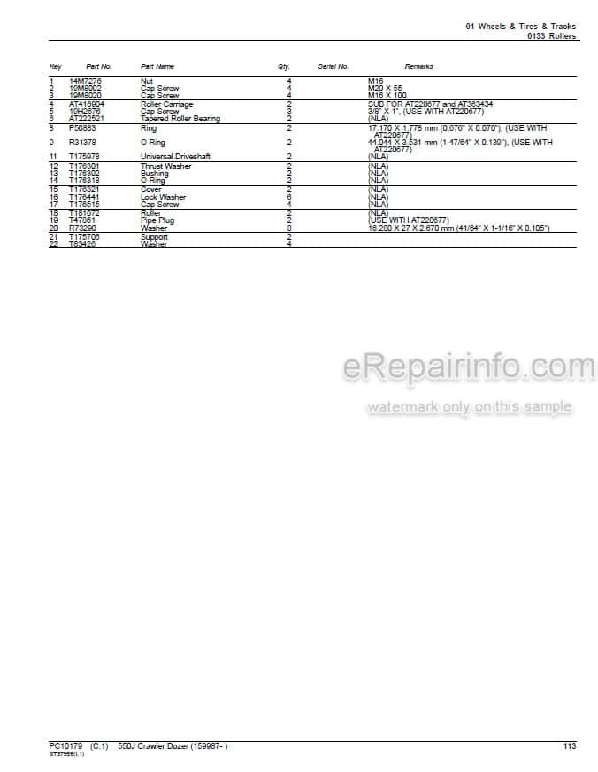Photo 5 - John Deere 550J Parts Catalog Crawler Dozer PC10179