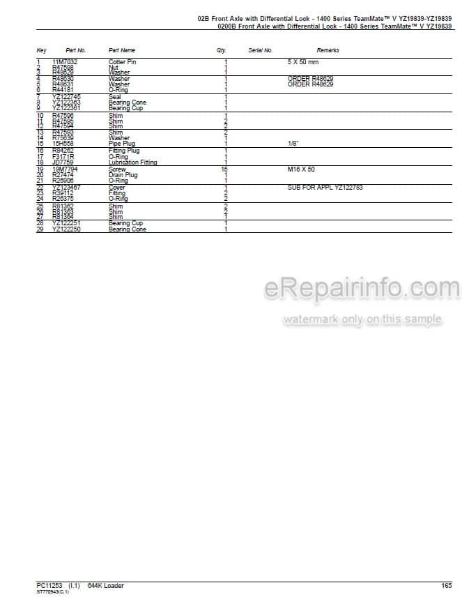 Photo 5 - John Deere 644K Parts Catalog Loader PC11253