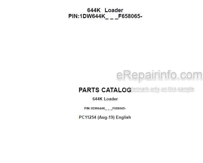 Photo 4 - John Deere 644K Parts Catalog Loader PC11254
