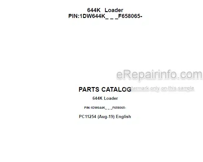 Photo 4 - John Deere 644K Parts Catalog Loader PC11254