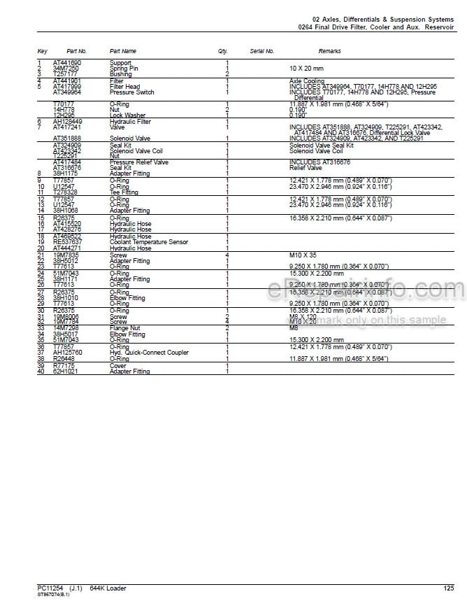 Photo 5 - John Deere 644K Parts Catalog Loader PC11254