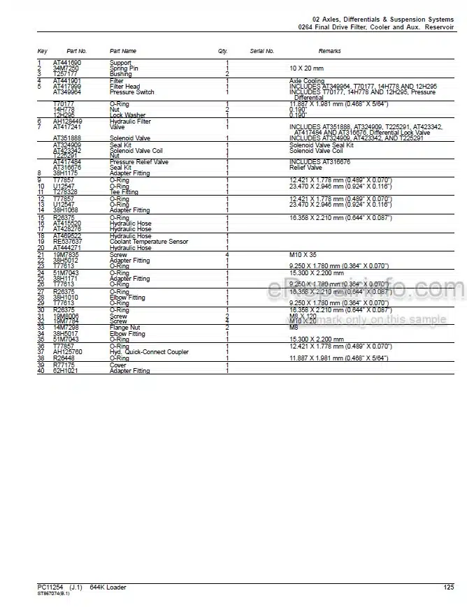 Photo 5 - John Deere 644K Parts Catalog Loader PC11254
