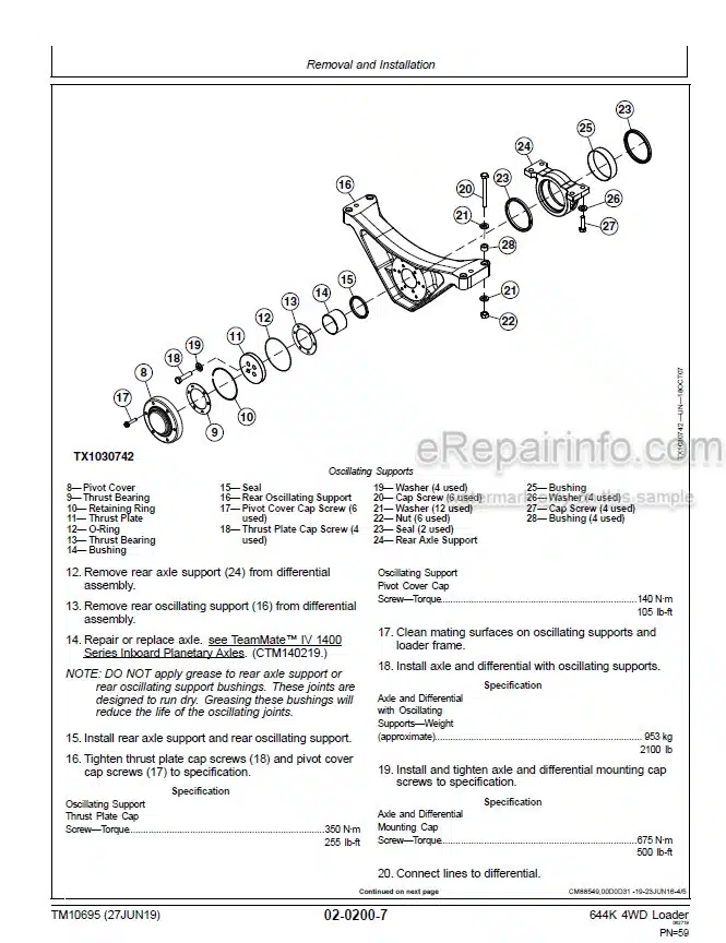 Photo 3 - John Deere 644K Repair Technical Manual 4WD Loader TM10695