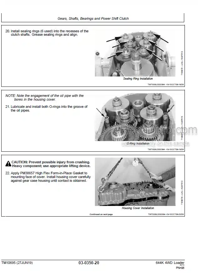 Photo 5 - John Deere 644K Repair Technical Manual 4WD Loader TM10695