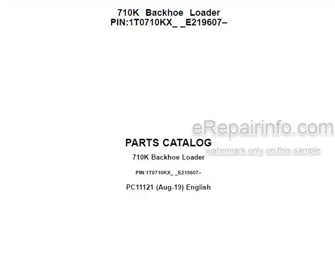 Photo 3 - John Deere 710K Parts Catalog Backhoe Loader PC11121