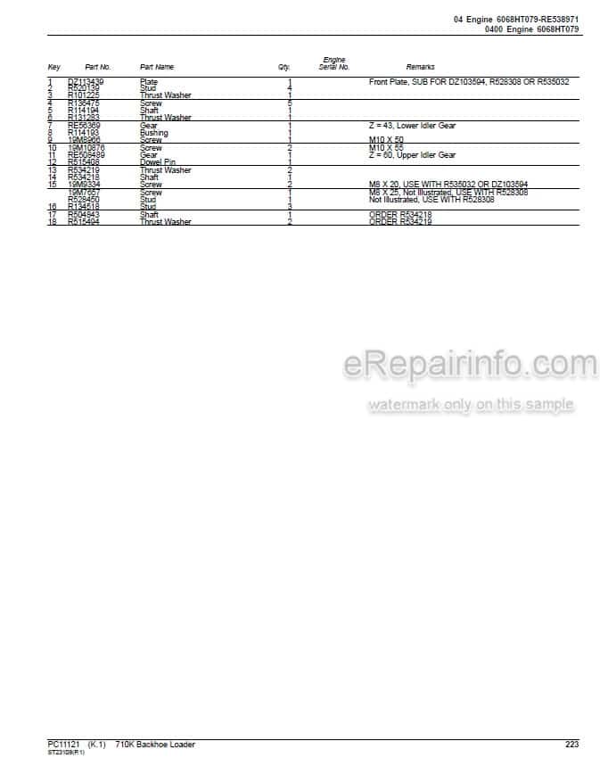 Photo 4 - John Deere 710K Parts Catalog Backhoe Loader PC11121