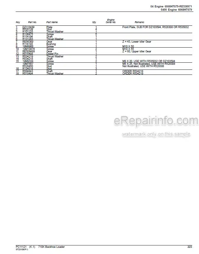Photo 4 - John Deere 710K Parts Catalog Backhoe Loader PC11121