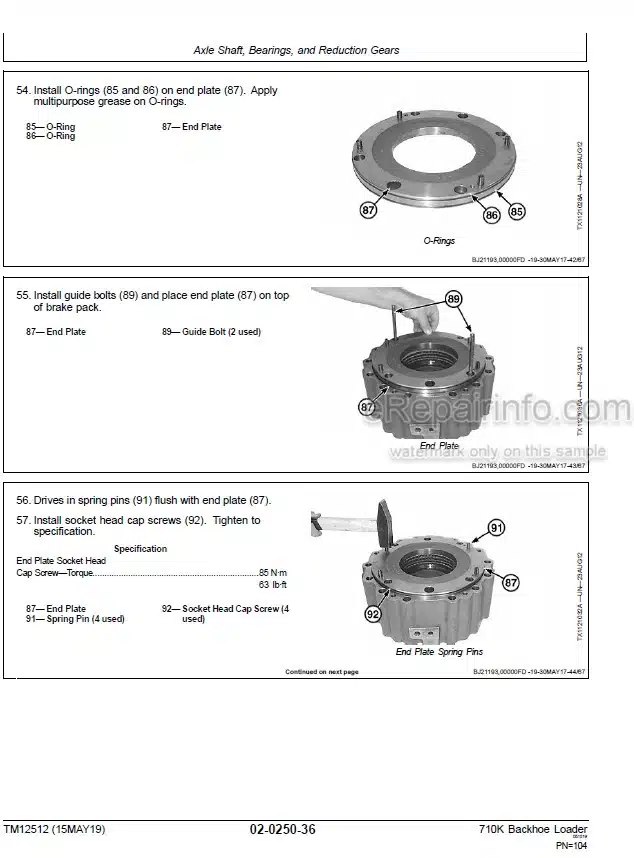 Photo 6 - John Deere 710K Repair Technical Manual Backhoe Loader TM12512