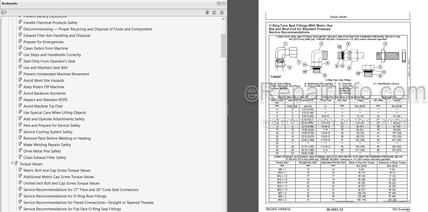 Photo 5 - John Deere 75G Repair Technical Manual Excavator TM12876