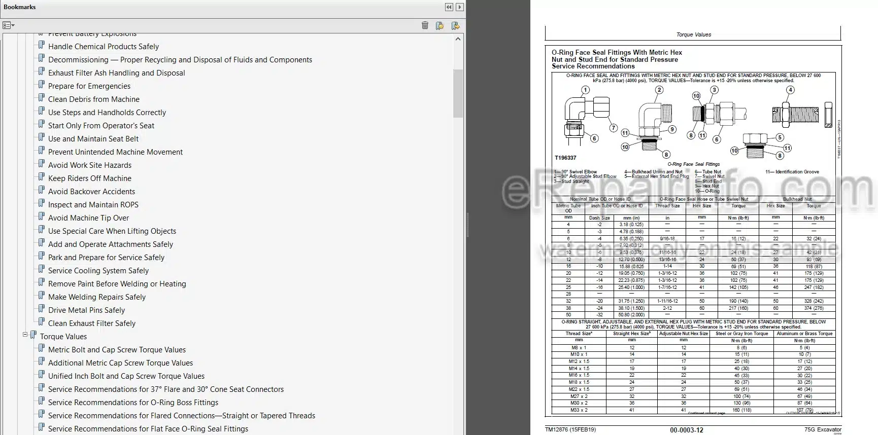 Photo 5 - John Deere 75G Repair Technical Manual Excavator TM12876