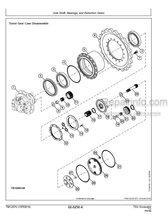 Photo 6 - John Deere 75G Repair Technical Manual Excavator TM12876