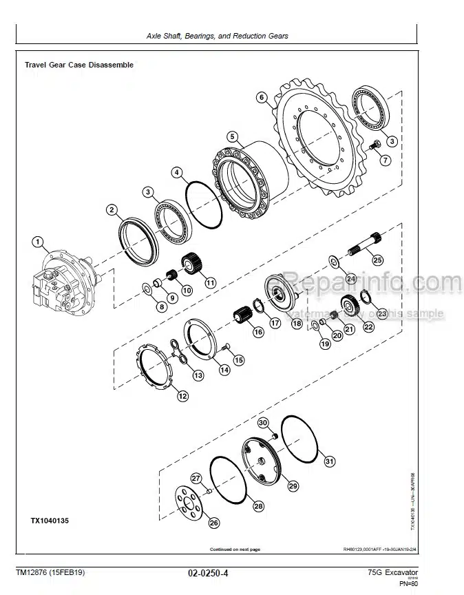 Photo 6 - John Deere 75G Repair Technical Manual Excavator TM12876