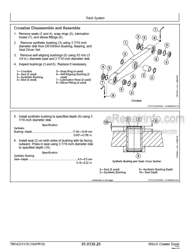Photo 4 - John Deere 850J II Repair Technical Manual Crawler Dozer TM14231X19