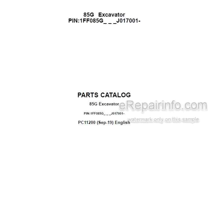 Photo 4 - John Deere 85G Parts Catalog Excavator PC11200