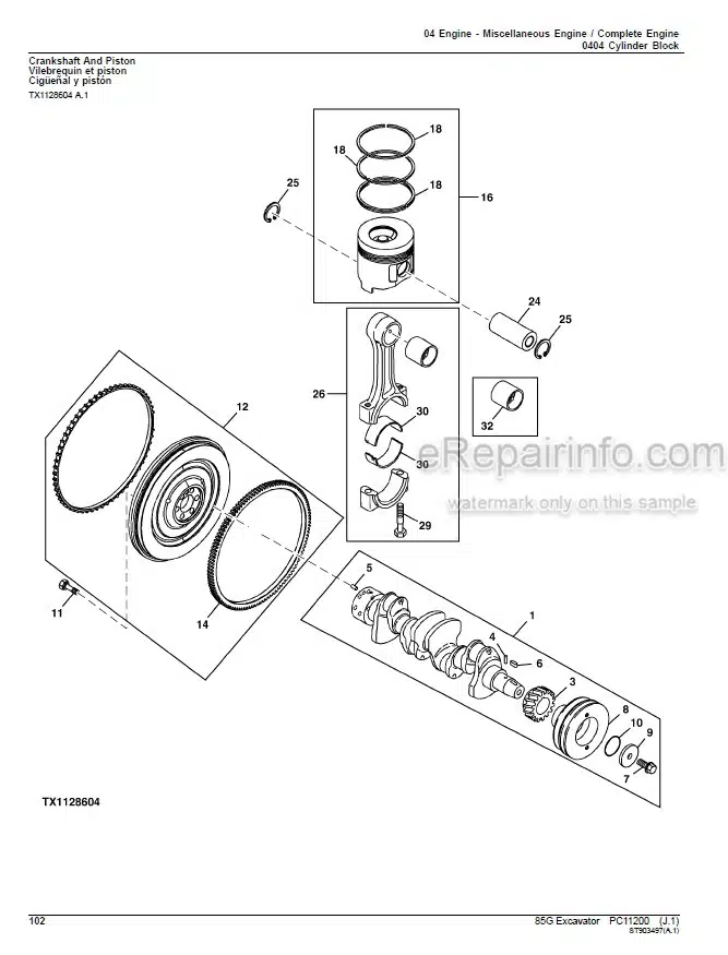 Photo 11 - John Deere 85G Parts Catalog Excavator PC11200