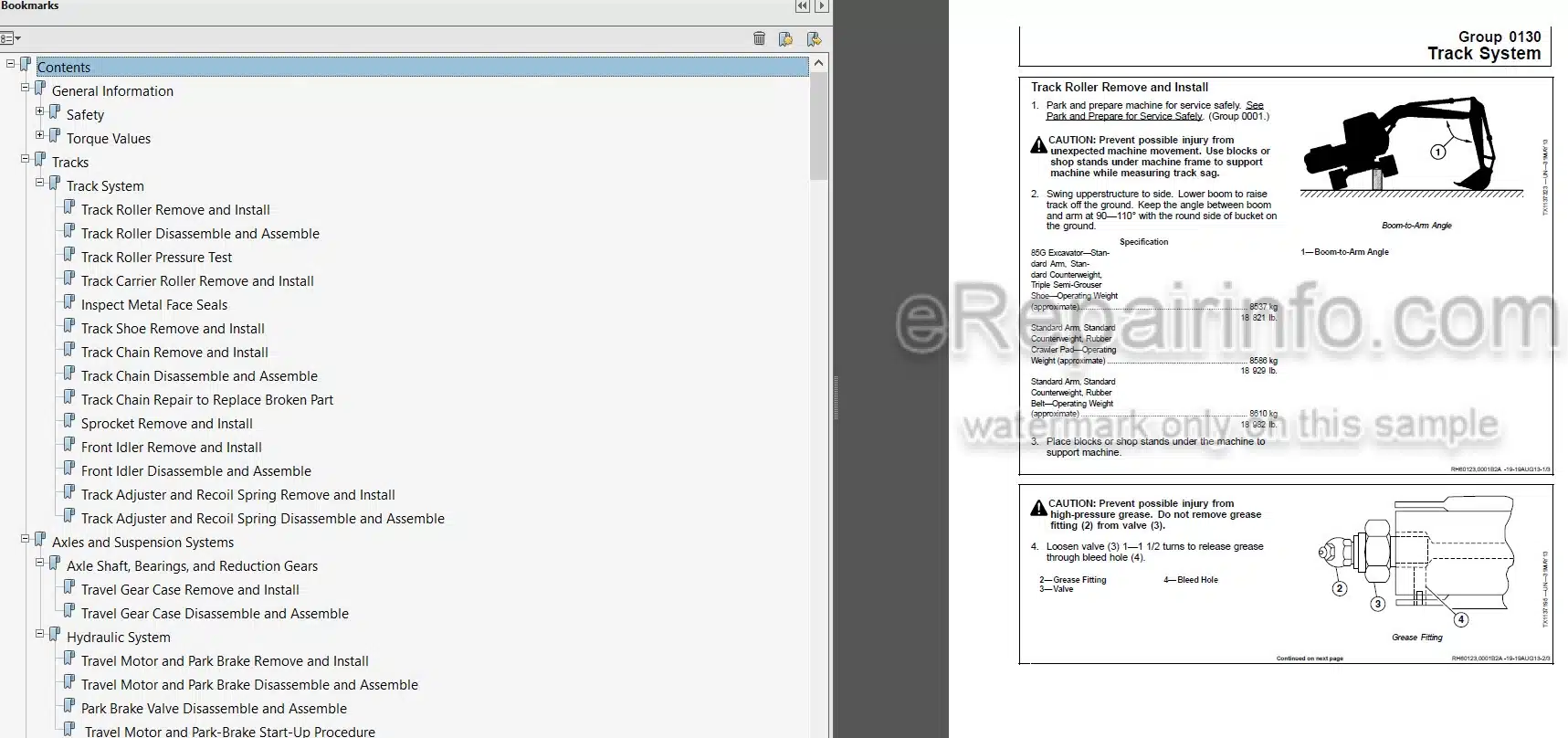 Photo 5 - John Deere 85G Repair Technical Manual Excavator TM12870