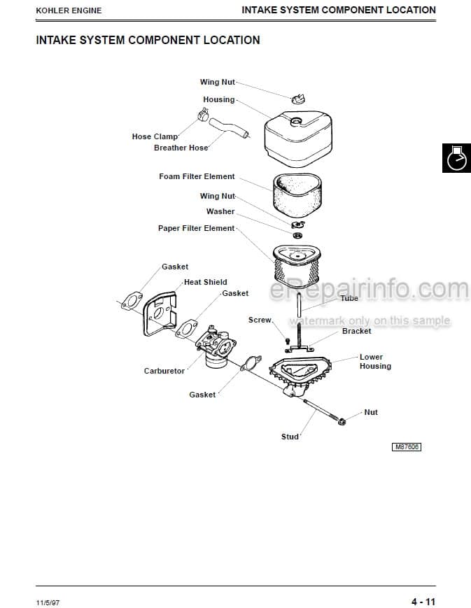 Photo 3 - John Deere GS25 GS30 GS45 GS75 HD45 HD75 Walk Behind Mowers Technical Manual TM1598