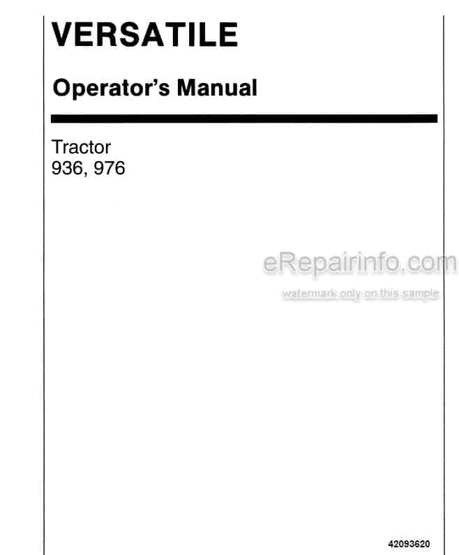 Photo 4 - Versatile 936 976 Operators Manual Tractor 42093620