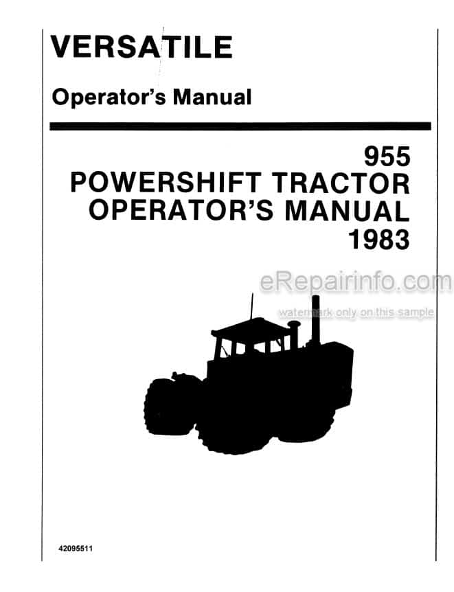 Photo 5 - Versatile 955 Operators Manual Powershift Tractor 42095511