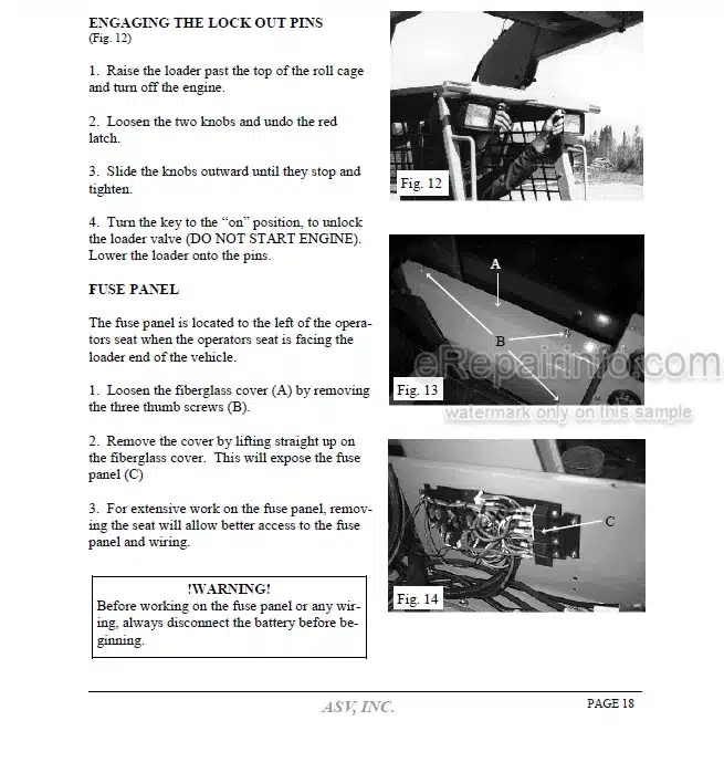 Photo 15 - ASV 2800 2810 Posi Track Operators Service Parts Manual Loader 0308-382