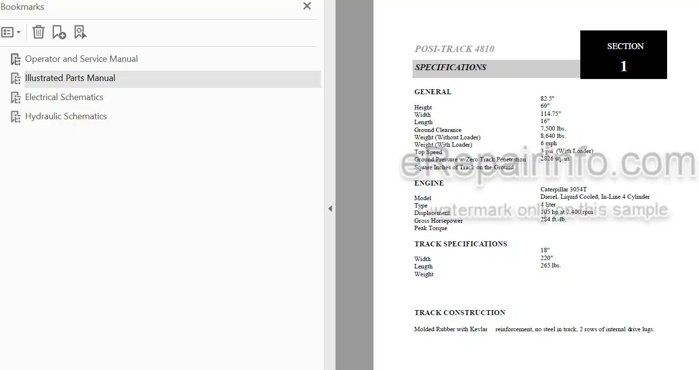 Photo 4 - ASV 4810 Posi Track Operator Service Parts Manual Loader 0310-657