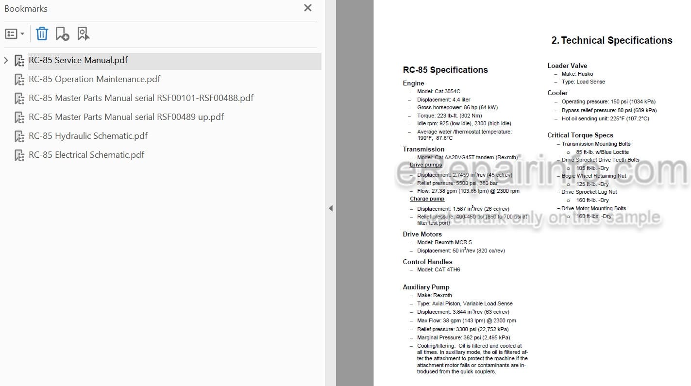 Photo 4 - ASV RC85 RC100 Posi Track Service Parts Operation Maintenance Manual Compact Track Loader 2015-041