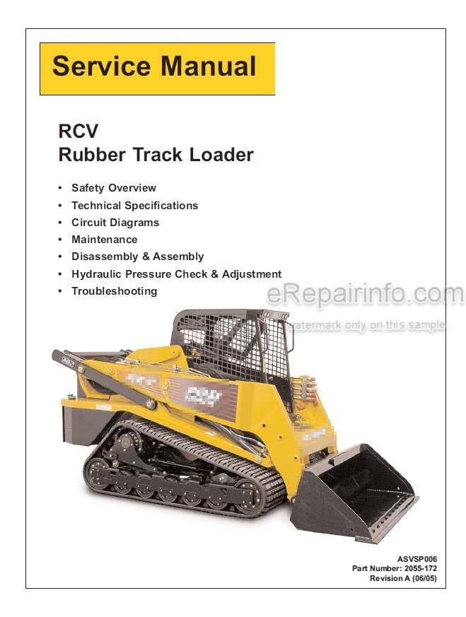 Photo 5 - ASV RCV Posi Track Operation Maintenance Service Parts Manual Compact Track Loader 2055-172